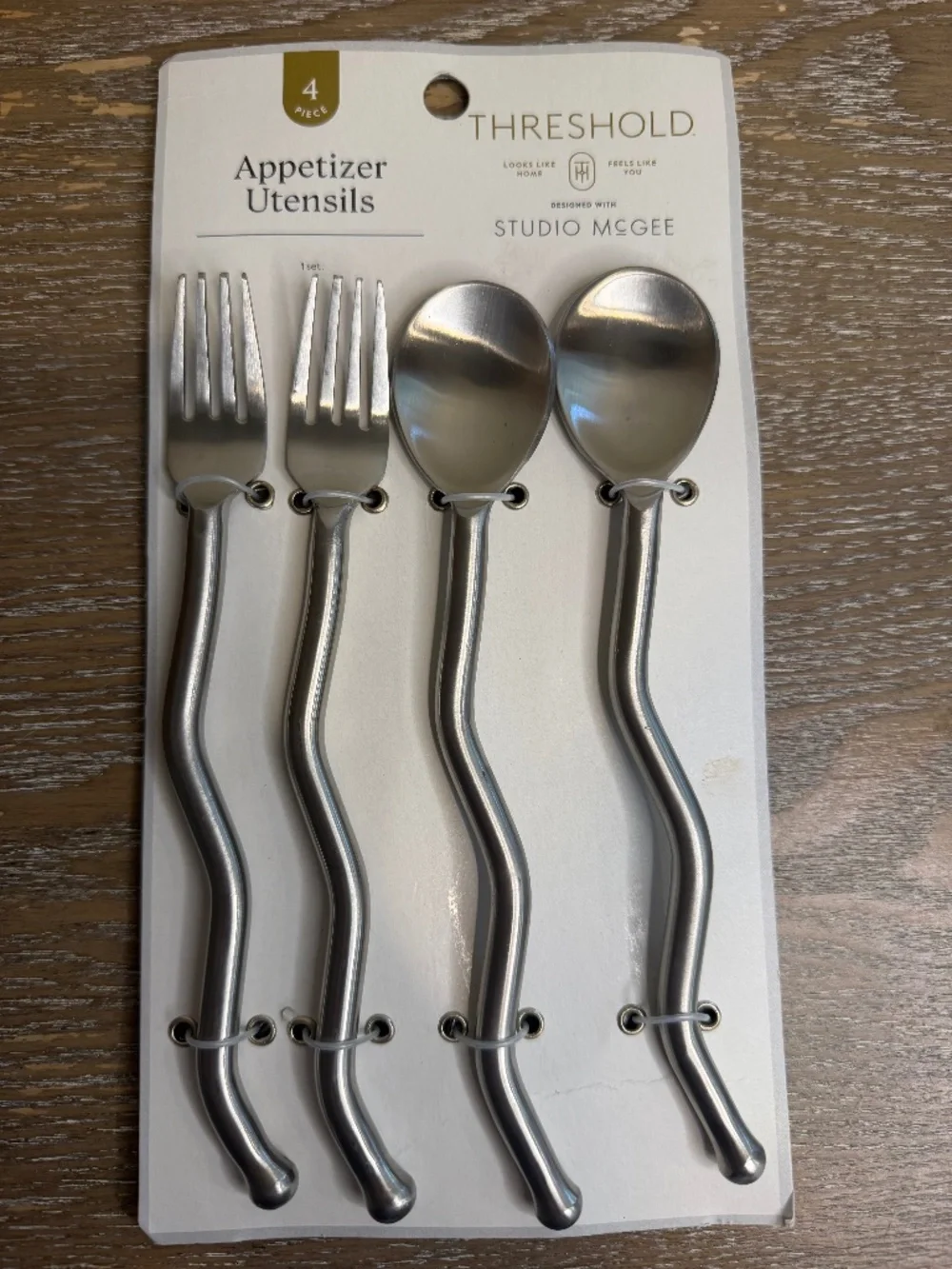 Threshold Silver Wavy-Handle Appetizer Utensils Set - 4 Pc
